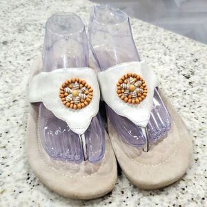 SunBay Footwear white sandals leather comfort slip on , Size 9W